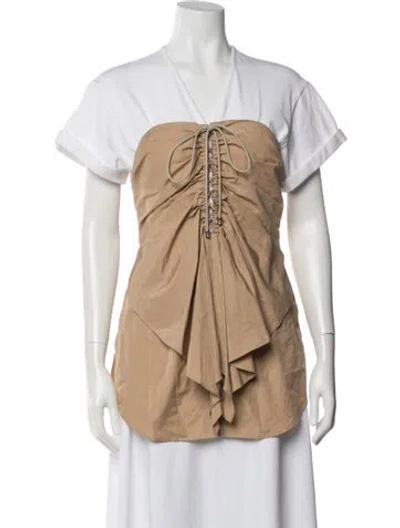 Pre-owned 3.1 Phillip Lim V-neck Short Sleeve Top In Neutral