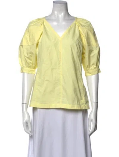 Pre-owned 3.1 Phillip Lim V-neck Short Sleeve Top In Yellow