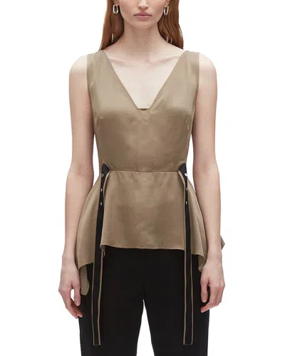 3.1 Phillip Lim V-neck Sleeveless Flounce Top In Brown