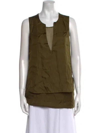 Pre-owned 3.1 Phillip Lim V-neck Sleeveless Top In Green