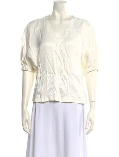 Pre-owned 3.1 Phillip Lim V-neck Three-quarter Sleeve Blouse In Neutral