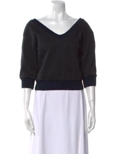 Pre-owned 3.1 Phillip Lim V-neck Three-quarter Sleeve Sweatshirt In Blue