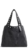3.1 Phillip Lim Washed Denim Market Tote With Studs Washed Blk In Washed Blk