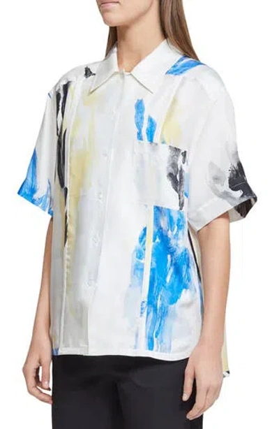 3.1 Phillip Lim Watercolor Print Silk Twill Camp Shirt