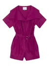 3.1 Phillip Lim Wide-collar Belted Jumpsuit In Purple