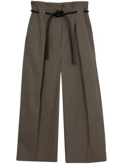 3.1 Phillip Lim Wide-leg Belted Cropped Trousera In Green