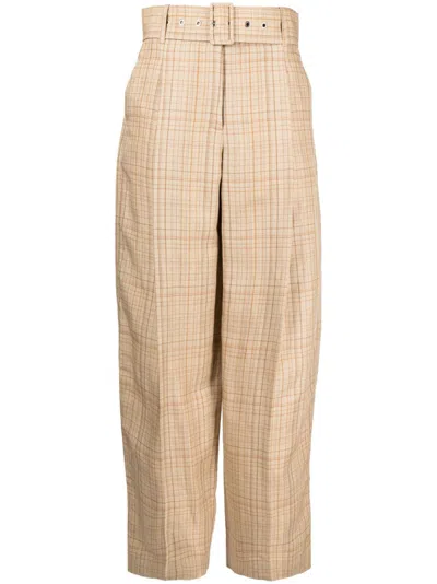 3.1 Phillip Lim Wide-leg Belted Plaid Trousers In Yellow