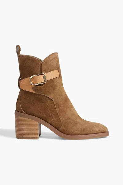 3.1 Phillip Lim Alexa Leather-trimmed Suede Ankle Boots In Light Brown
