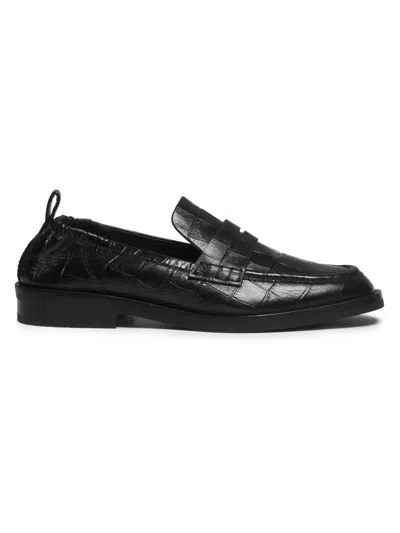 3.1 Phillip Lim Alexa Cracked-leather Penny Loafers In Black