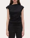 3.1 Phillip Lim Black Draped Asymmetric T-shirt In Black
