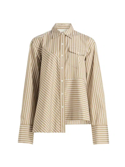 3.1 Phillip Lim Women's Asymmetric Striped Trapeze Button-front Shirt In Neutral