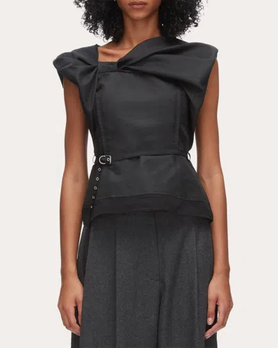 3.1 Phillip Lim Draped Bow Belted Shell Top In Black