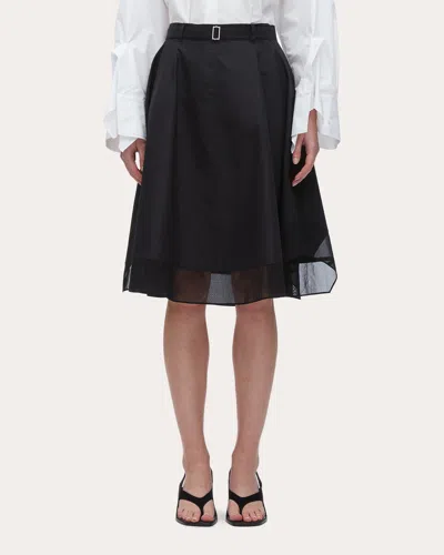 3.1 Phillip Lim Women's Belted Voile-trimmed Poplin Skirt In Blue