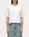 3.1 Phillip Lim Women's Broderie Anglaise Cotton Jersey Puff-sleeve T-shirt