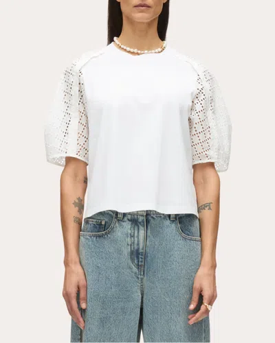 3.1 Phillip Lim Women's Broderie Anglaise Cotton Jersey Puff-sleeve T-shirt