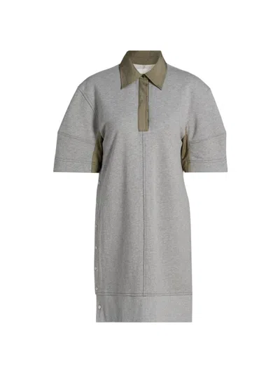 3.1 Phillip Lim Women's Contrast-trim Snap Terry Polo Minidress In Gray