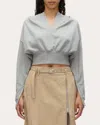 Shop 3.1 Phillip Lim Women's Cotton Snap-sleeve Cropped Sweatshirt In Grey