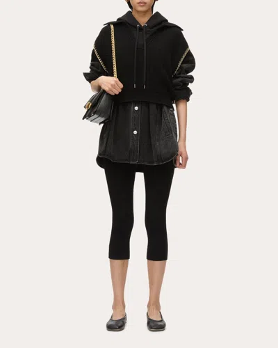 3.1 Phillip Lim Women's Cropped Chain-embellished Wool Bouclé Knit Sweater In Black