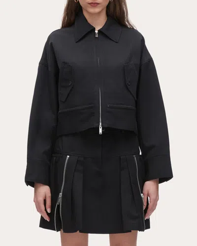 3.1 Phillip Lim Women's Cropped Convertible Cotton-blend Twill Jacket In Black