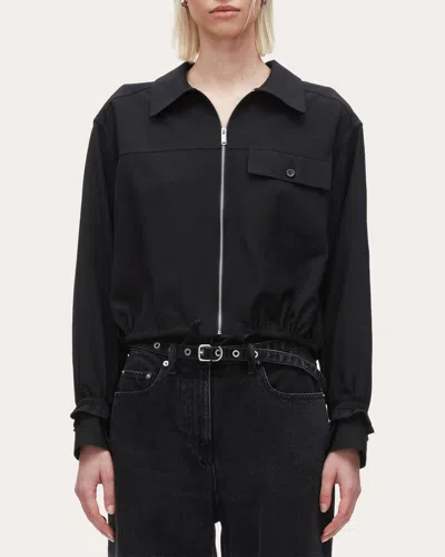 3.1 Phillip Lim Women's Cropped Woven Wool-blend Shirt Jacket In Black