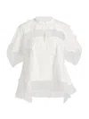 3.1 Phillip Lim Embroidered Organza-paneled Cotton-gauze Top In White