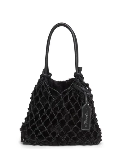 3.1 Phillip Lim Faux Fur Macrame Mini Sac Top-handle Bag In Black