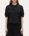 3.1 Phillip Lim Satin Flounce Combo Terry Top In Blue