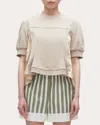 3.1 Phillip Lim Satin Flounce Combo Terry Top In Neutral