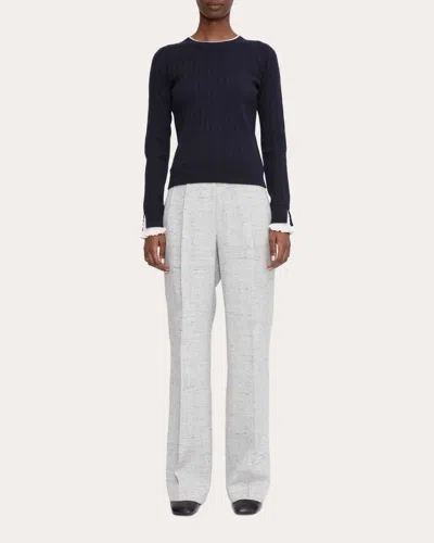 3.1 Phillip Lim Women's Ruffle-trim Ribbed Jersey-knit Sweater In Blue