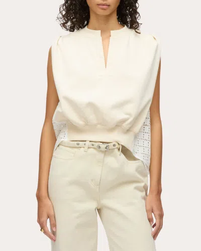 3.1 Phillip Lim Women's French Terry Broderie Anglaise Sleeveless Top In White