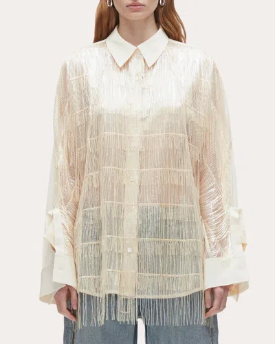3.1 Phillip Lim Women's Fringed Sequin-embellished Crepe Blouse In Neutral