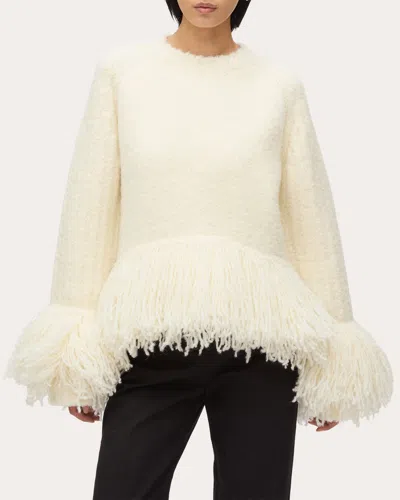 3.1 PHILLIP LIM WOMEN'S FRINGED WOOL BOUCLÉ KNIT SWEATER