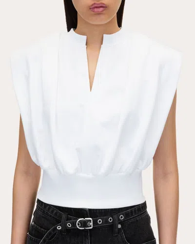 3.1 PHILLIP LIM WOMEN'S GATHERED FRENCH TERRY SLEEVELESS KNIT TOP