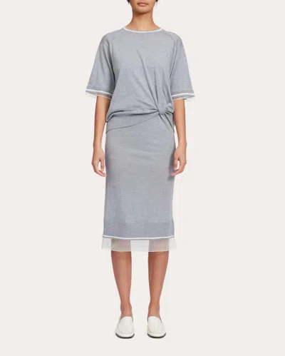 3.1 Phillip Lim Women's Gathered-waist Cotton Sweater Dress In Gray