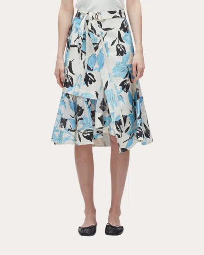 3.1 Phillip Lim Women's Joyful Tulips Layered A-line Skirt Cotton/silk In Blue