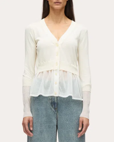 3.1 Phillip Lim Women's Knit Gauze Layered Peplum Cardigan