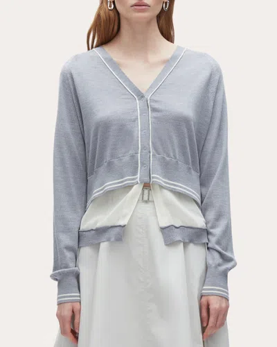 3.1 Phillip Lim Women's Layered Chiffon-paneled Wool Cardigan In Gray
