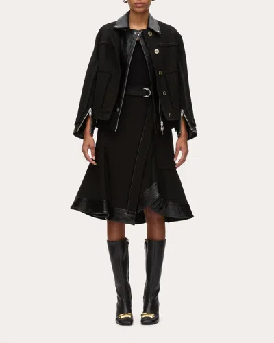 3.1 PHILLIP LIM WOMEN'S LAYERED FAUX LEATHER-TRIM TWEED JACKET