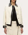 3.1 Phillip Lim Women's Layered Faux Leather-trim Tweed Jacket In White