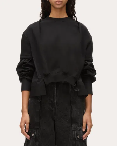 3.1 Phillip Lim Women's Gathered French Terry Poplin Combo Sweatshirt In Black