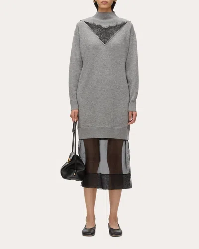 3.1 Phillip Lim Layered Look Sweater Dress In Medium Melange Grey