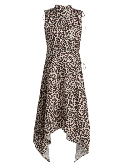 Leopard Slvls Ruched Dress W Handkerchief Skirt In Multi from 3.1 Phillip Lim