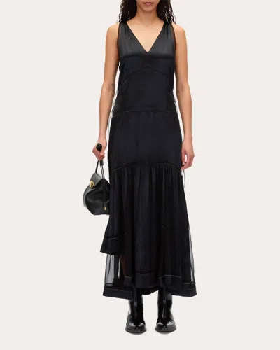 3.1 Phillip Lim Women's Layered Satin And Chiffon Midi Dress In Black
