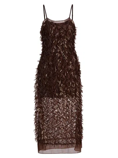 3.1 Phillip Lim Sequin Fringe Slip Dress In Brown