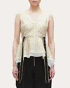 3.1 Phillip Lim Women's Plaid-print Silk Organza Peplum Top In Yellow