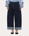 3.1 Phillip Lim Curved Wide Leg Cropped Pants Dark Indigo In Blue