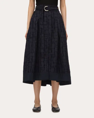 3.1 Phillip Lim Women's Pleated Fil-coupé Midi Skirt In Blue