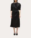 3.1 Phillip Lim Women's Satin Knot Asymmetric Drape Midi Dress