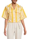 3.1 Phillip Lim Painted Stripe Cropped Shirt In Yellow