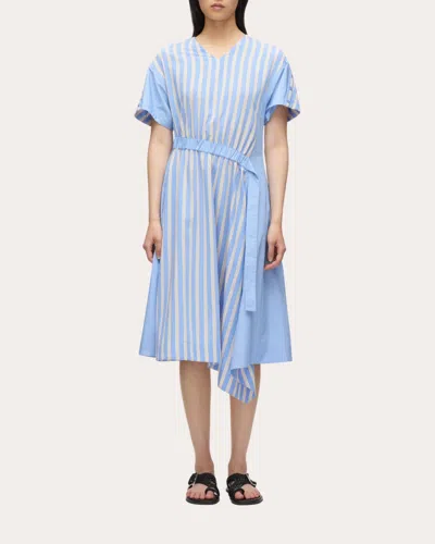 3.1 Phillip Lim Women's Striped Poplin Asymmetric Midi Dress